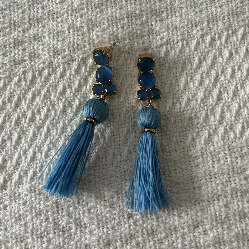 Kate Spade Elegant Blue Tassel Earrings